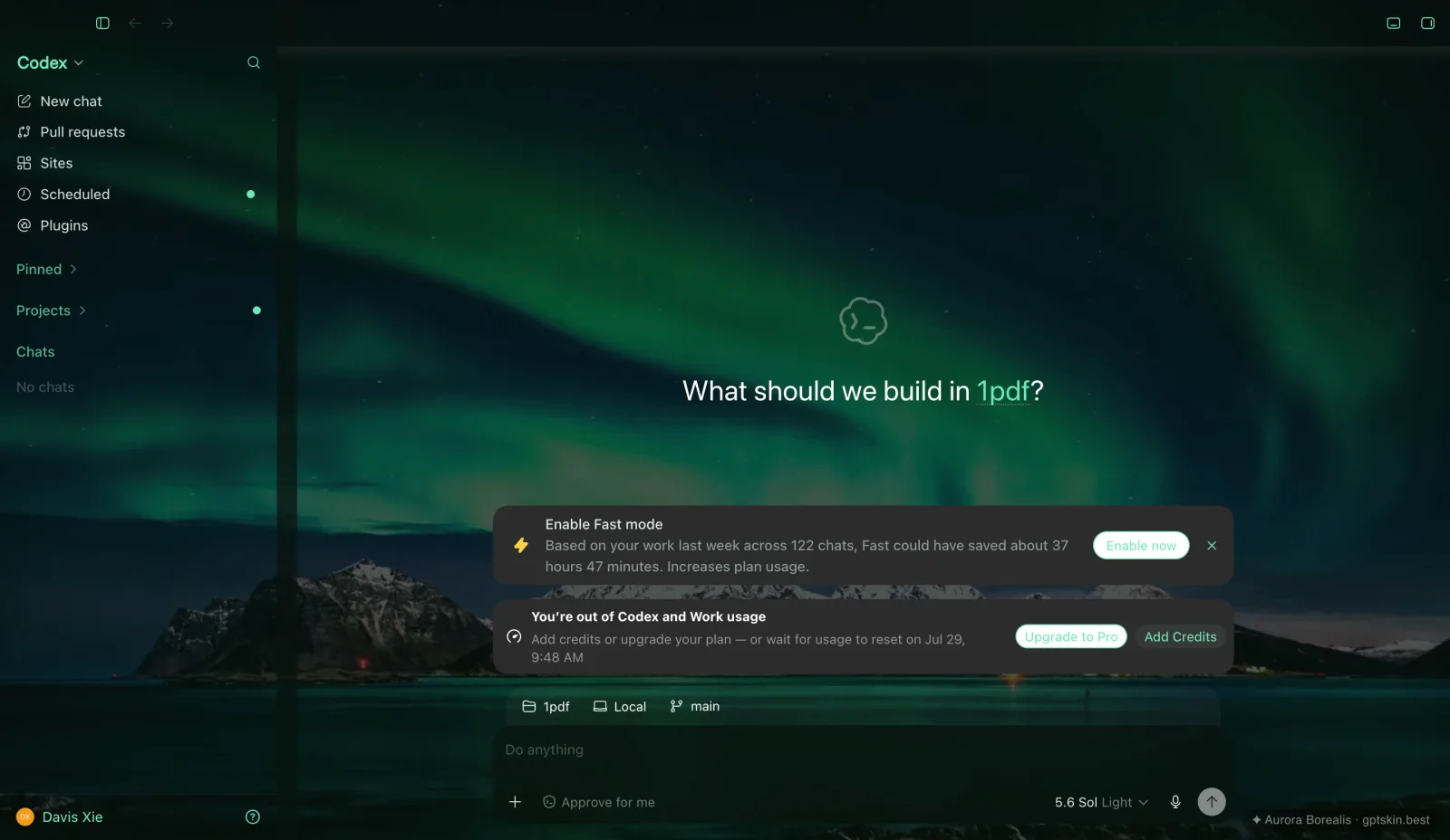 Aurora Borealis applied to Codex